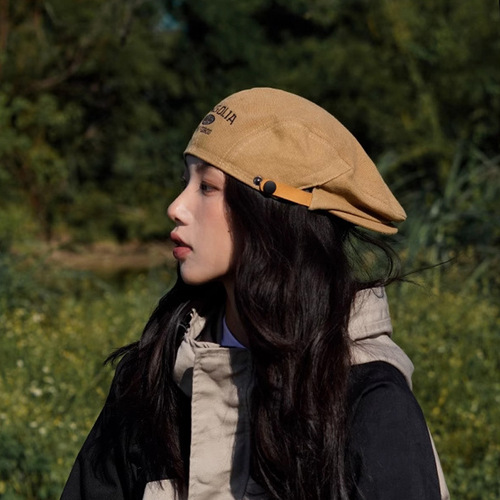 2024 Spring Model Reverse-Worn Beret Forward Cap Korean Hat Women Fashion High-End Hat Spring and Autumn Women Versatile
