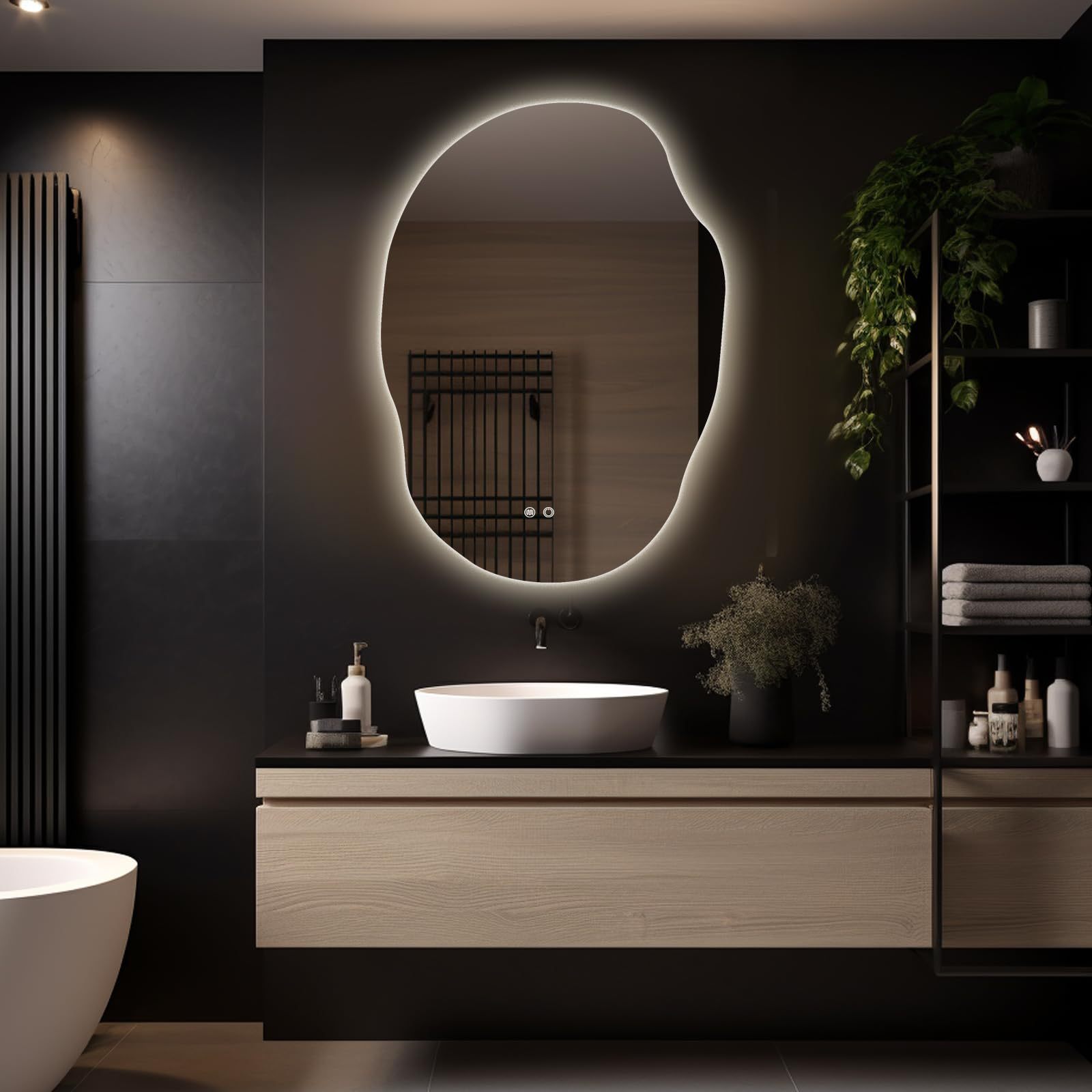 Comercio exterior papa forma especial inteligente led espejo de maquillaje colgante de pared dormitorio tocador espejo de baño pared colgante con luz Amazon