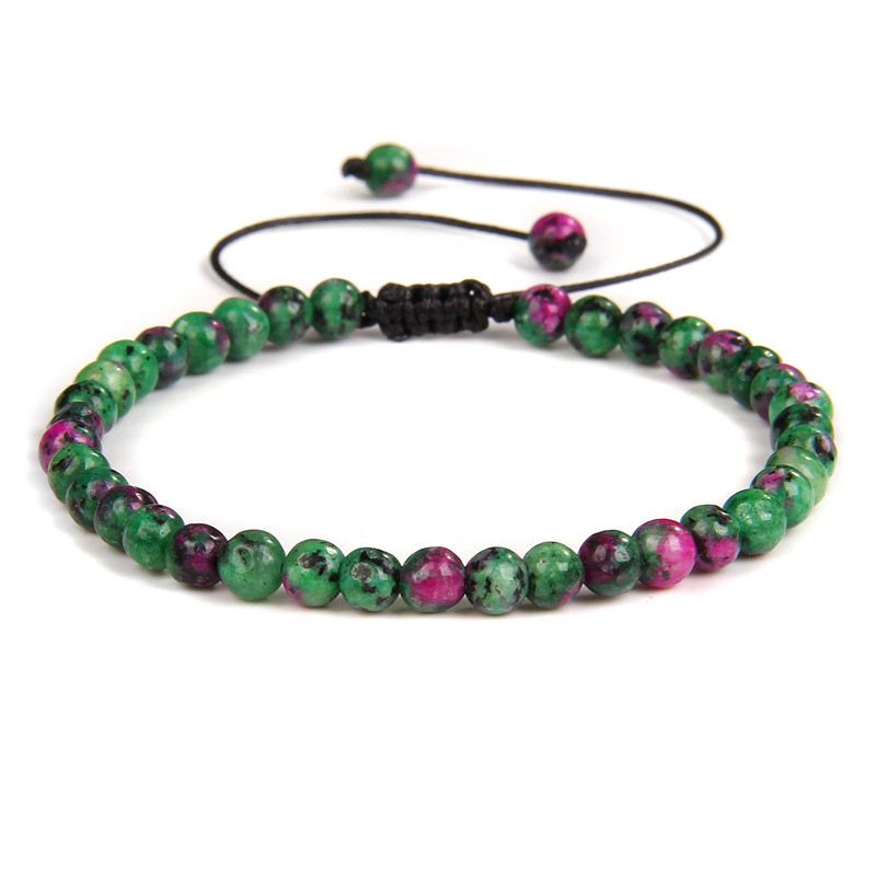 Explosivo 4 mm piedra de ágata natural pulsera tejida cuentas de piedra semipreciosa femenina mini energía Pulsera joyería de moda rojo y verde tesoro uno