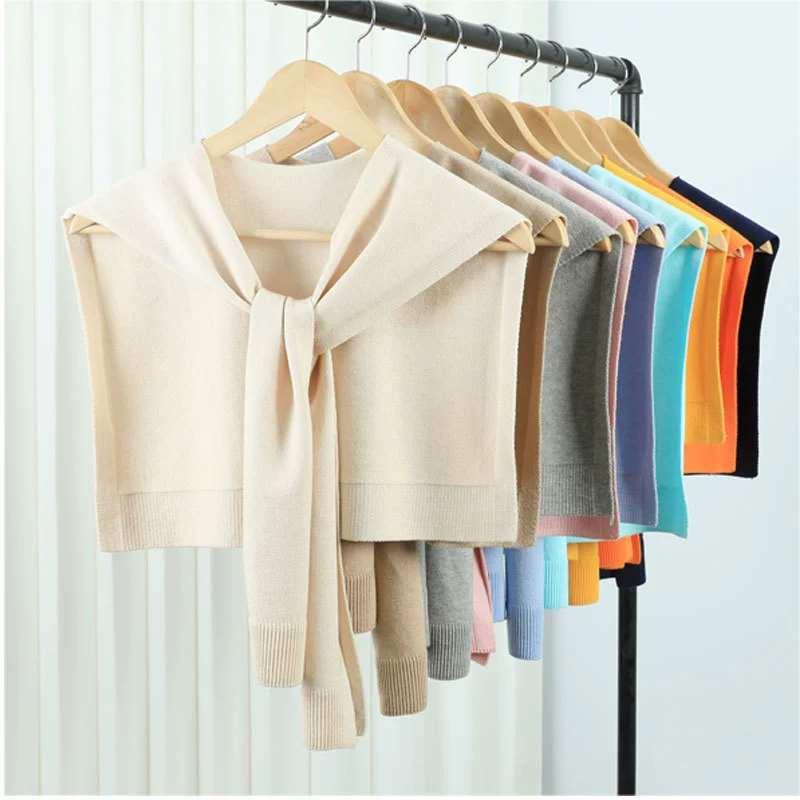 Однотонная Вязаная Шаль, женская уличная одежда в западном стиле, весна и осень, новый шарф на плечо и шею в Корейском стиле с кондиционером