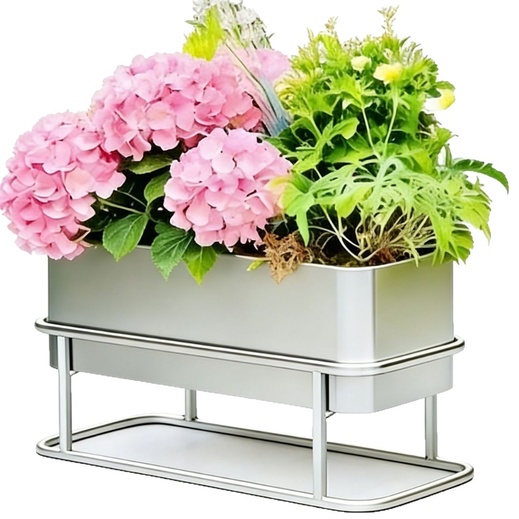 Caja de flores de hierro forjado al aire libre, recipiente de flores de forma especial al aire libre, tanque de plantación de acero inoxidable, caja de flores municipal móvil grande, estanque de árboles