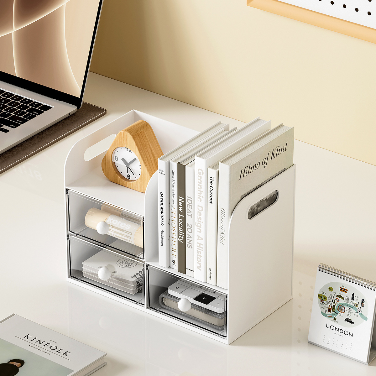 Escritorio dormitorio de estudiantes papelería portalápices estante multifuncional París estación de oficina romántica libro caja de almacenamiento