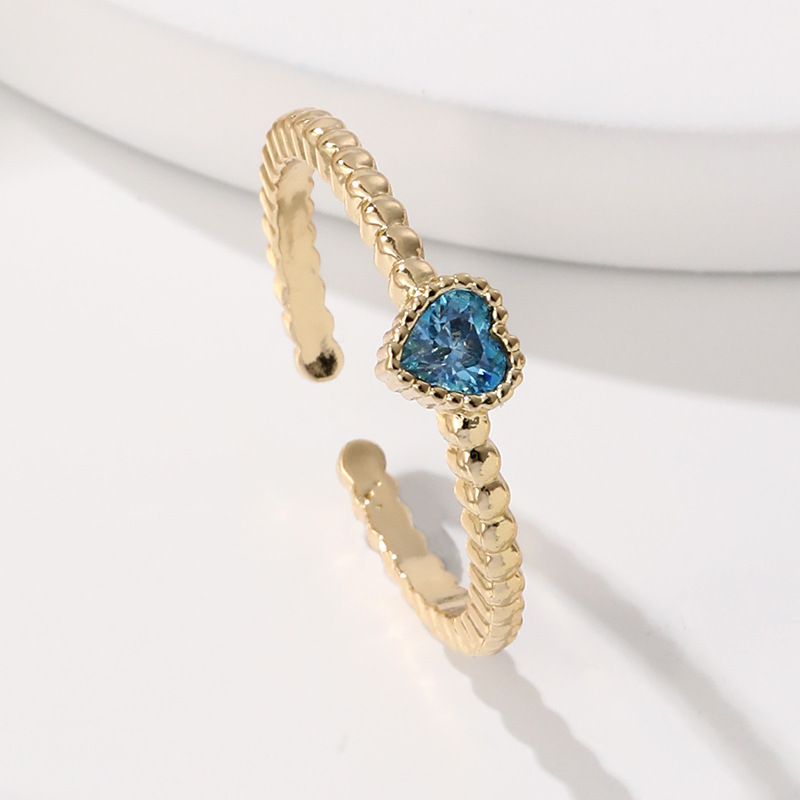 Women'S Gender Plating Design Simple Style Heart Shape Copper Plating Zircon Open Ring