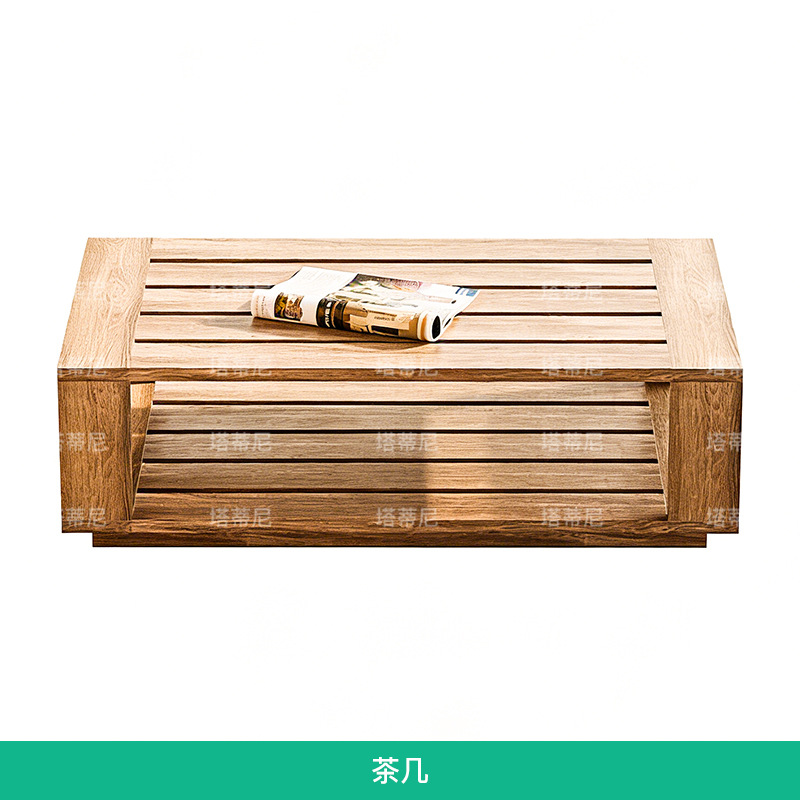 Sofá de teca de alta gama al aire libre combinación de mesa de té patio al aire libre hotel de ocio muebles impermeables y protectores solares