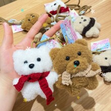 新款 卷毛狗小玩偶围巾小狗手工钥匙扣包包批发毛绒挂件可爱公仔