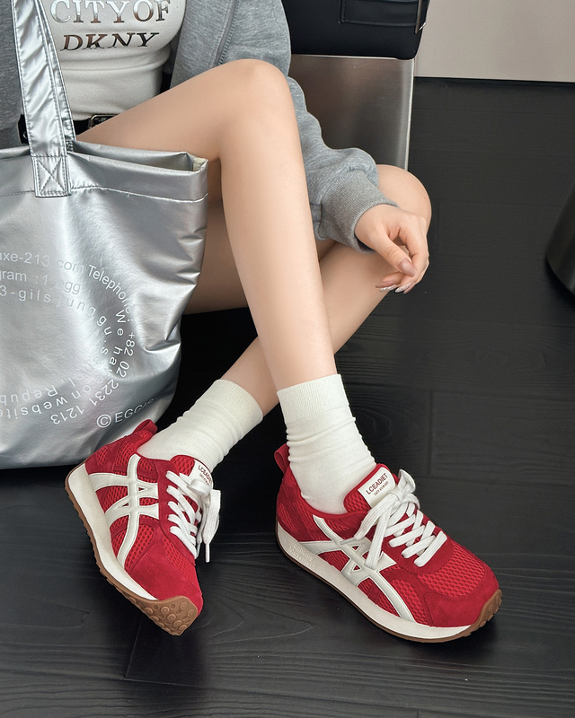 女性用本革トレーニングシューズ2025秋新作韓国版ソフトソール足が疲れにくいカラーマッチング多用途カジュアルスポーツランニングシューズ|undefined