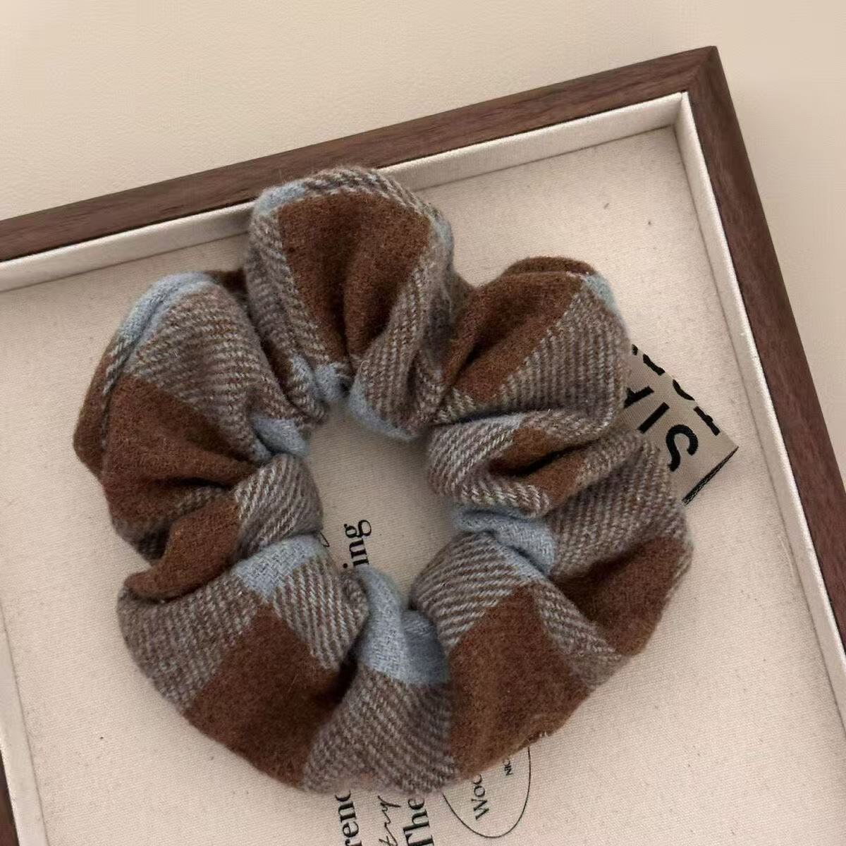 AL Hair Ring #47 - Retro Tweed Brown Blue