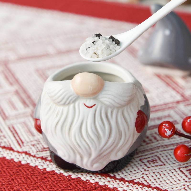 Santa condimento frasco de cerámica creativa condimento almacenamiento nórdico ins con tapa condimento frasco conjunto