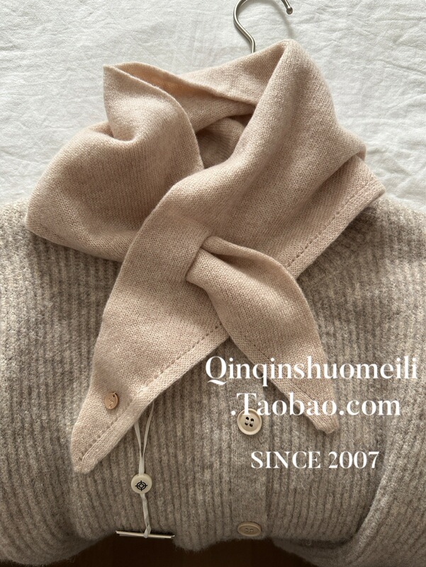 出口韩国100％WOOL软糯羊毛小领巾女百搭护颈围脖围巾披肩外搭ins|undefined