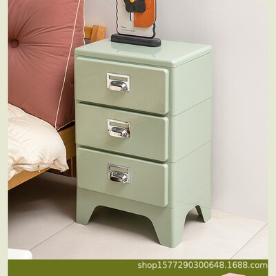 bedroom Retro bedside cupboard a living room sofa Side cabinet Metal drawer Lockers Storage cabinet Retro Three Drawers