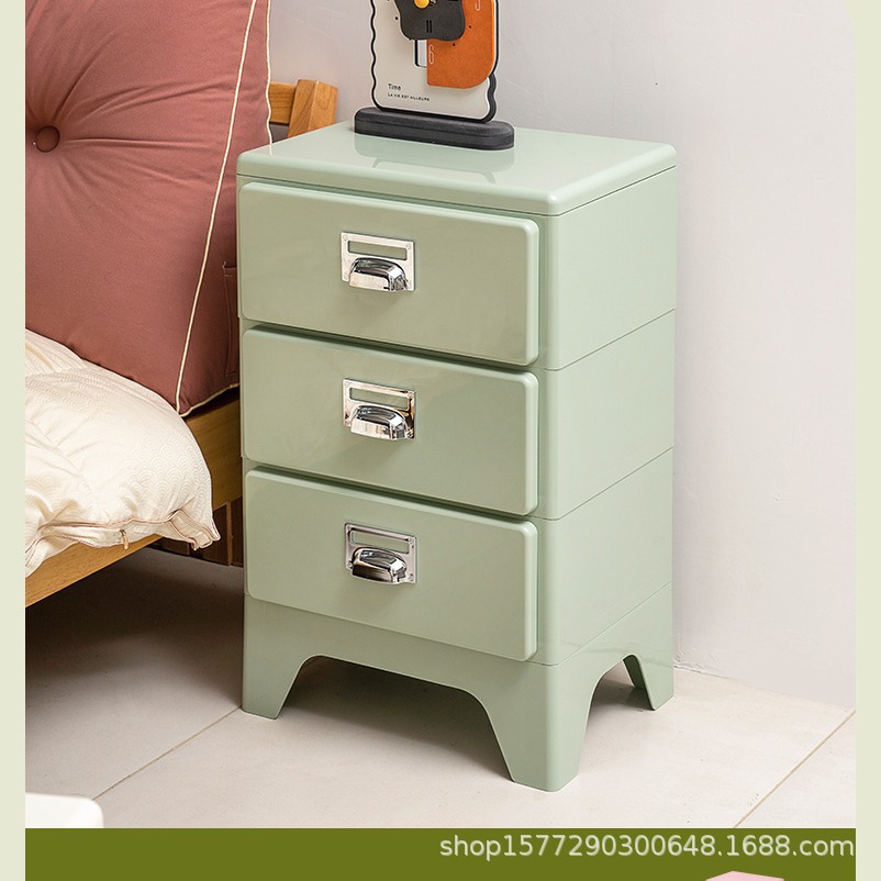 bedroom Retro bedside cupboard a living room sofa Side cabinet Metal drawer Lockers Storage cabinet Retro Three Drawers