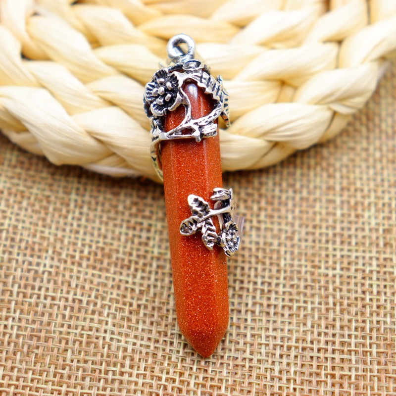 Ethnic Style Geometric Natural Crystal Plating Pendant Necklace 1 Piece