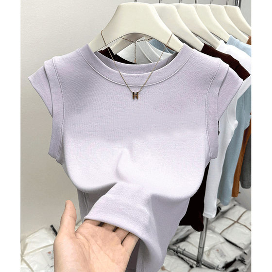 European Goods Shoulder Short-sleeved T-shirt Women's Summer New Design Sense Niche Slim-fit Slimming Short Hot Girl Top