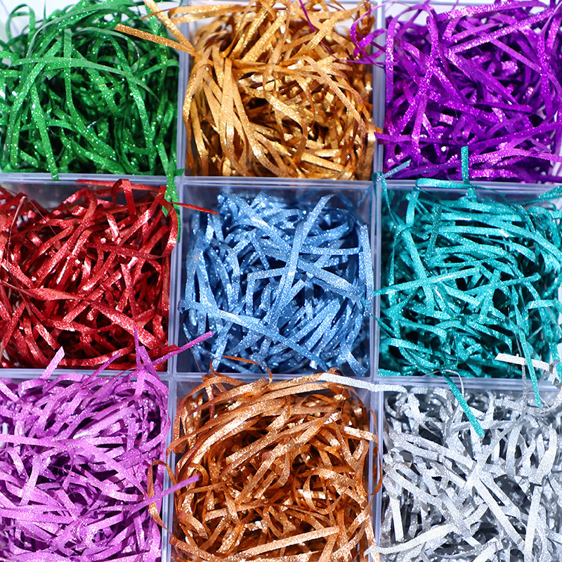 Manufacturer Wholesale Multi-Gram Black Glitter Paper Birthday Wedding Souvenir Candy Box Filler Raffia