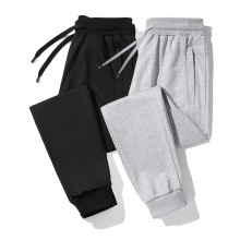 2025纯色中腰微弹青年潮流百搭长裤休闲运动宽松现货潮牌束脚裤子