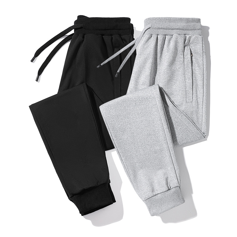 2025纯色中腰微弹青年潮流百搭长裤休闲运动宽松现货潮牌束脚裤子