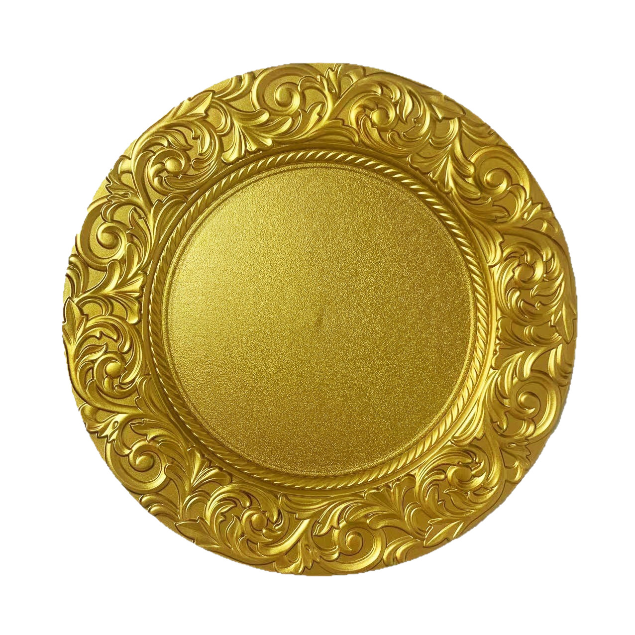 Fábrica de comercio exterior transparente fiesta de bodas de hotel pintura artesanía decoración platos de fruta de plástico dorado brillante platos de plástico redondos