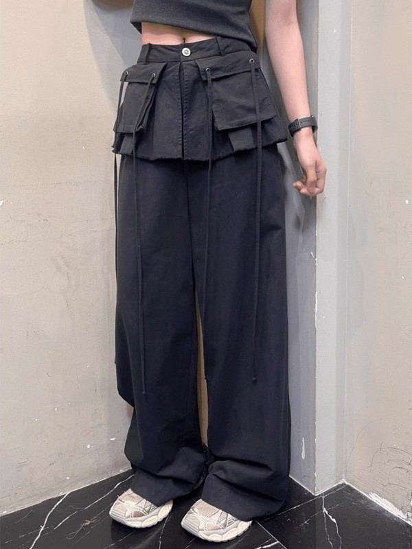 复古口袋屁帘工装牛仔裤女2025秋季新款设计感时髦洋气减龄直筒裤|undefined
