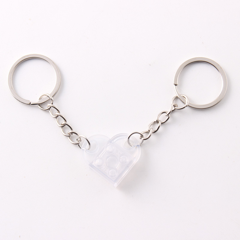 Dos en uno bloques de construcción de amor llavero pareja desmontable llavero amistad afecto en forma de corazón Qixi pequeño regalo
