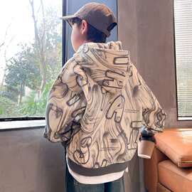 男童春装潮牌连帽卫衣2025新款儿童春秋款上衣中大童春季衣服洋气