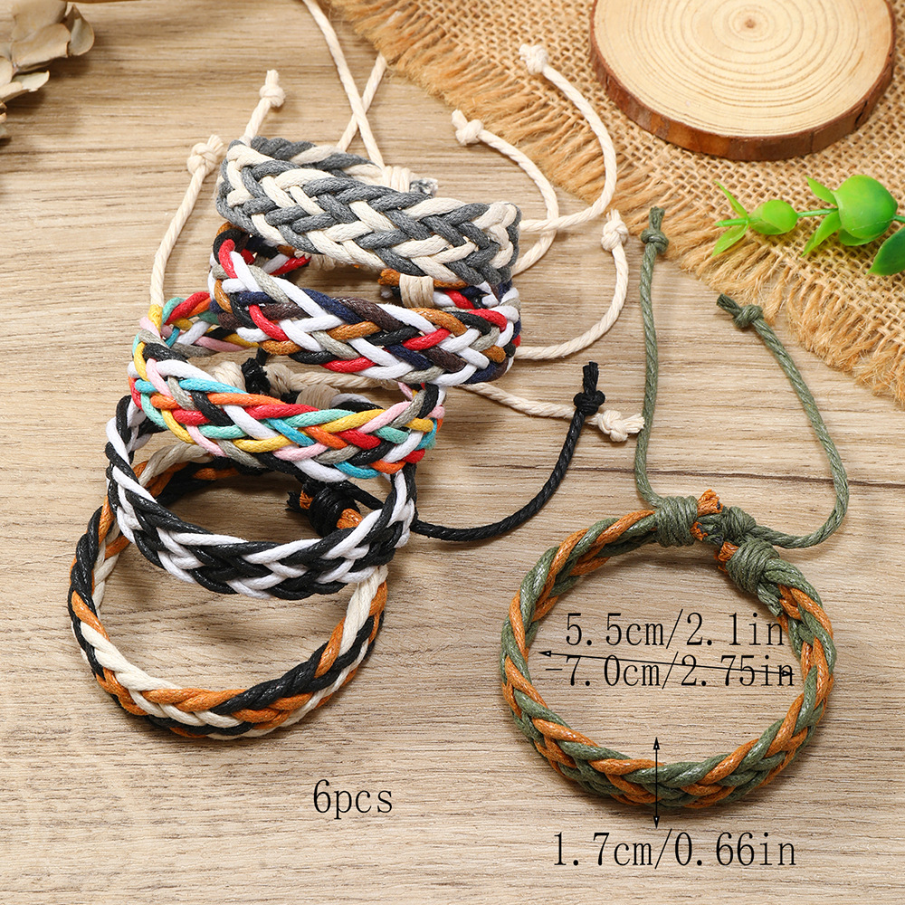 10g Weight Drawstring Bracelets Classification Leather Rope Chain Material 1 Piece Quantity Daily Occasion cotton and linen Material Rhombus Pattern Men's Gender Handmade Design Retro Style Retro Rhombus Cotton And Linen Handmade Men's Drawstring Bracelets Men Cord & Leather Bracelets 10