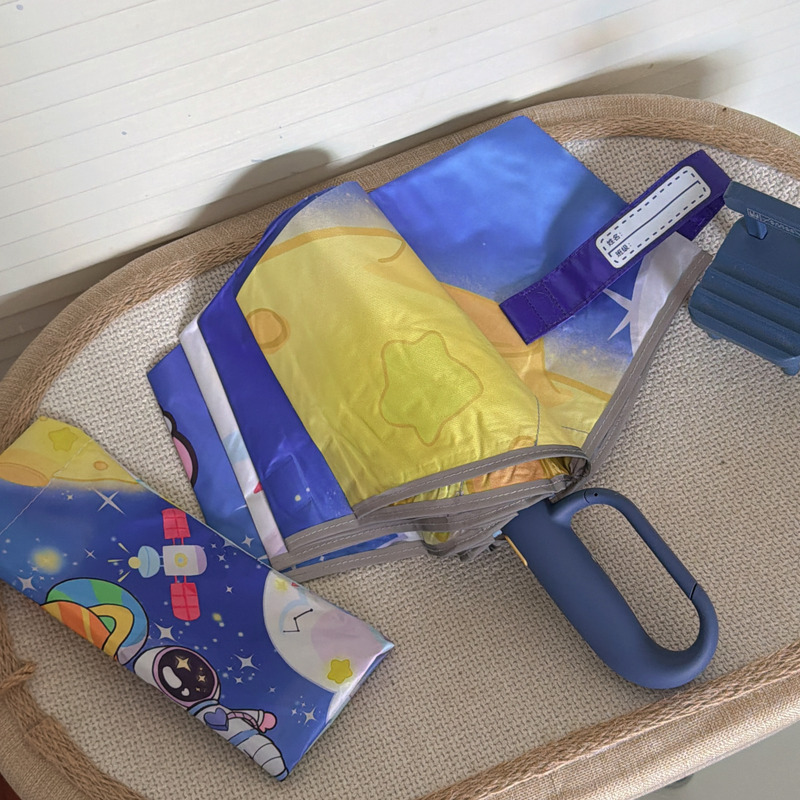 Paraguas para niños de dibujos animados automáticos se pueden plegar para estudiantes de primaria para hombres y mujeres pegamento de color protector solar paraguas de sombra solar image 4