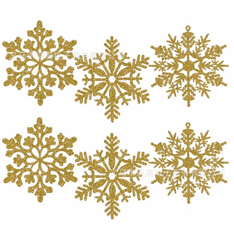 圣诞节仿真圣诞树雪花挂件闪粉装饰配件 场地布置圣诞立体雪花片|undefined