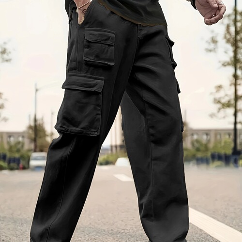 Men's American/European Size Multi-Pocket Work Pants Casual Sport Loose Casual Running Pants