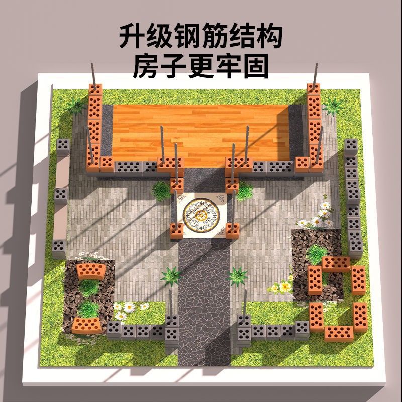 Mini children's puzzle real tile hands-on material bricklayer simulation thickened mason build house real brick building