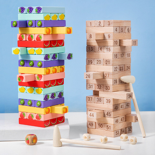 Children's wooden balance stacking high-drawing building blocks Jenga stacking parent-child interactive tabletop game educational toys