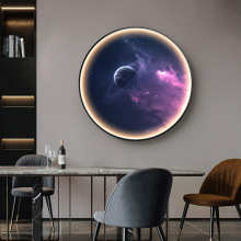 现代简约装饰画星球LED灯高级感大气轻奢圆形灯光画卧室床头挂画