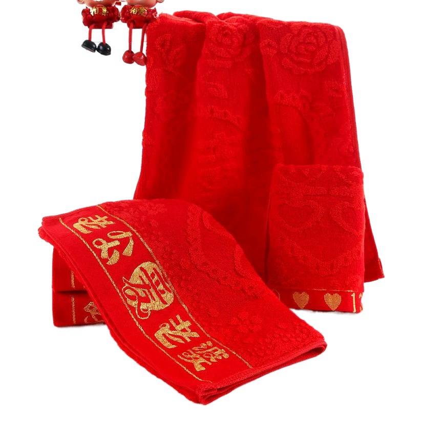 Полотенце оптом дома ежедневно Свадьба свадебное Хлопковое полотенце мягкие свадебные принадлежности возвращение свадебное Красное Полотенце
