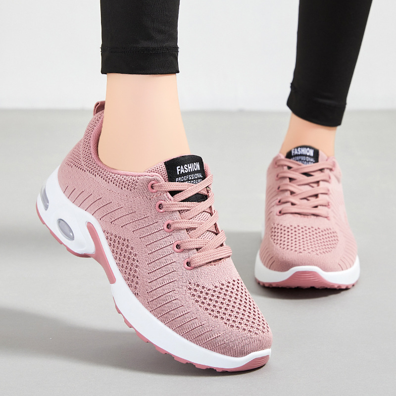 Zapatos de mujer para primavera y otoño, nuevas zapatillas deportivas casuales transpirables de punto, zapatos de mujer de talla grande, zapatillas versátiles para correr.