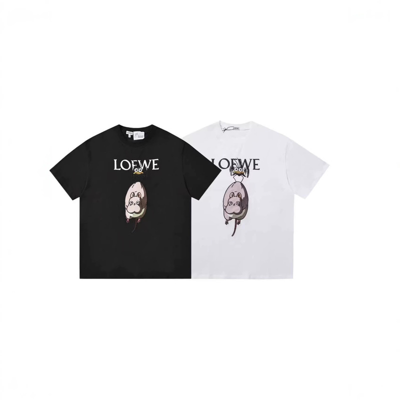 High-end Loewe T-shirt, short-sleeved, high-density pure cotton, double-threaded, round-neck, loose-fitting top, unisex High-end Loewe T-shirt, short-sleeved, high-density pure cotton, double-threaded, round-neck, loose-fitting top, unisex