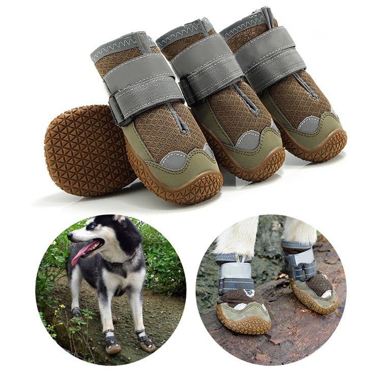 Nuevos zapatos para perros de primavera, verano, Otoño e Invierno Nueva malla transpirable Golden Retriever DEMU zapatos para perros de fábrica