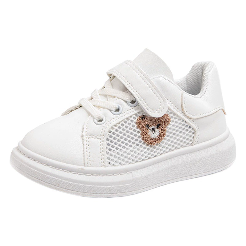 Детская и Студенческая Повседневная Белая обувь, новые кожаные сетчатые школьные выступления Four Seasons для мальчиков и девочек, белые туфли на мягкой подошве