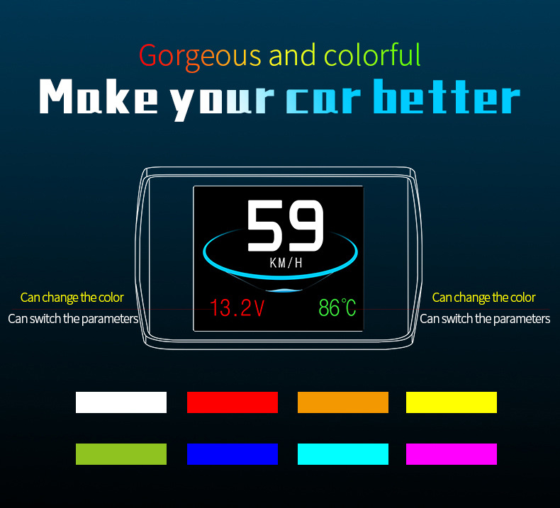 HUD Head-Up Display P10 Car LCD Speedometer Turbo Pressure OBD2 Multifunctional HUD Instrument