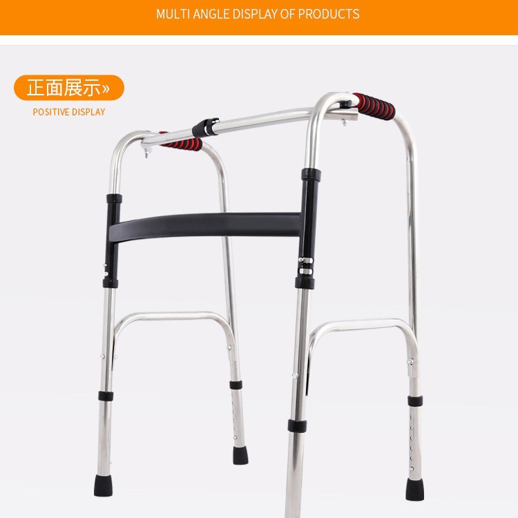 Acero inoxidable anciano caminando caminante plegable muletas de rehabilitación caminante auxiliar antideslizante de cuatro patas asistido brazo
