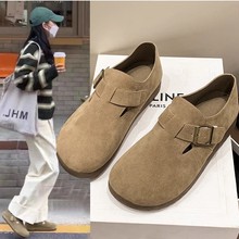 厚底勃肯鞋女鞋子2025新款春夏季一脚蹬单鞋全包丑萌博肯鞋豆豆鞋