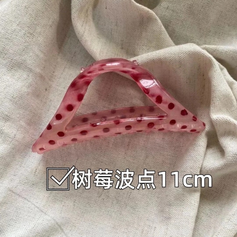 Raspberry polka dot triangle