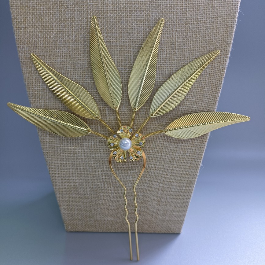 Thai Dai estilo étnico horquilla Golden Leaf horquilla joyería popular accesorios de vacaciones