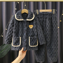 外穿睡衣珊瑚绒睡衣秋冬季儿童加厚法兰绒男孩女童宝宝冬款家居服