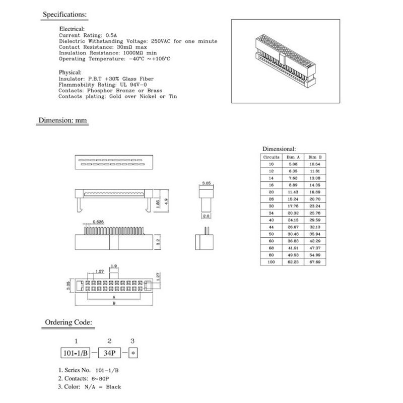 ӦIDCѹĸͷ1.27x1.27mm FC-16Pѹͷΰ