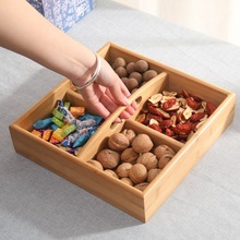 竹制結婚糖果收納盒創意盒子木制果盤干果盒提手零食堅果盒木質
