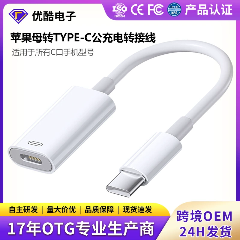 Кабель-адаптер для Apple 16: Lightning на Type-C, зарядный адаптер, кабель для передачи данных PD, конвертер TPC