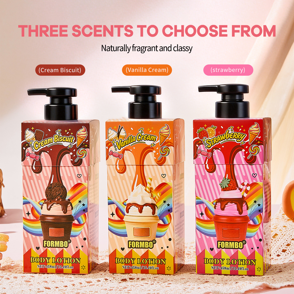 Cross-border exclusive FORMBO body lotion, candy-style, moisturizing, hydrating, long-lasting fragrance, refreshing and non-greasy, TK bestseller