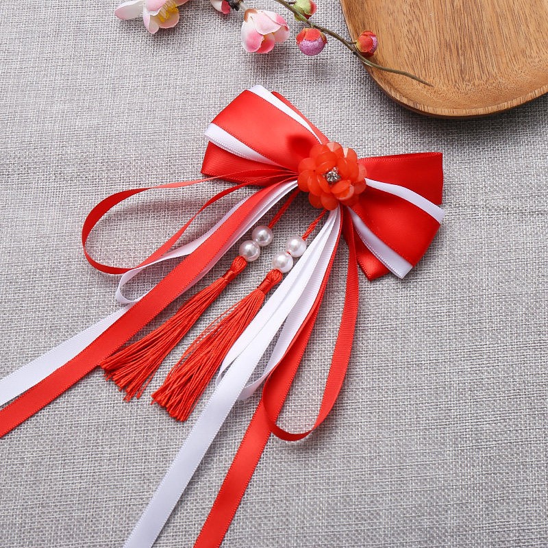 FJ100-5# Chinese red flower bow hair clip