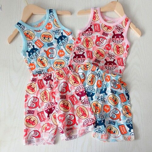 Foreign Trade Baby Thin Hollow-out Clothes Summer Quick-drying Breathable Children's Cotton Vest Top Half-length Belly Protection Pants Set