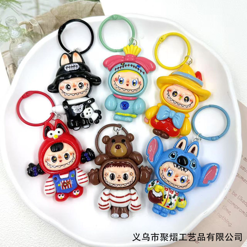 ラブブキーホルダー、かわいい漫画風バッグチャーム、携帯電話ストラップ、クリーム接着剤樹脂アクセサリー、卸売|undefined