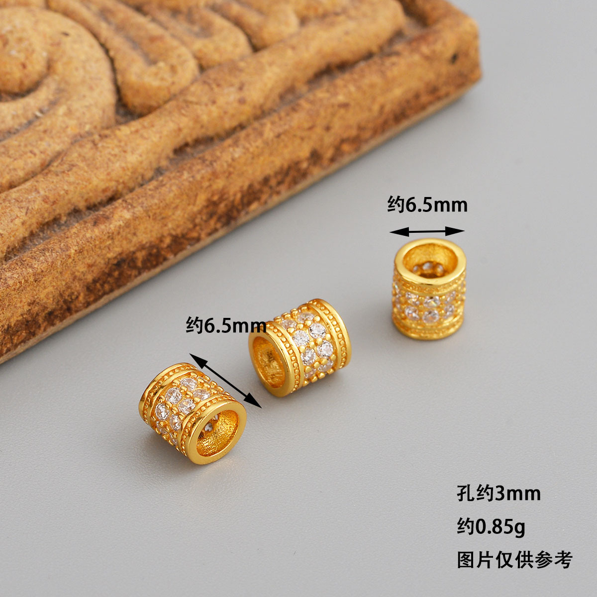 S925 Sterling Silver DIY Jewelry Accessories Gold-Plated Diamond-Studded Loose Beads Gold-Plated Color-Preserving Ancient Gold Perforated Spacer Beads Pearls